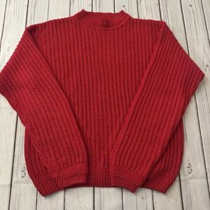 Vintage Christopher Hayes Ramie‎ Blend Fisherman Knit Sweater Red XL Slim Men's